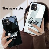 啸清 白天鹅适用iPhone苹果12手机壳12pro玻璃镜面12mini新款情侣保护