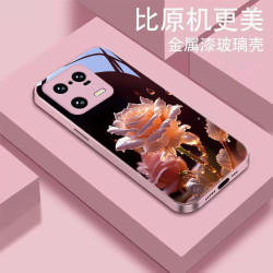 适用盛开花液态玻璃手机壳 网红潮流 全包防摔