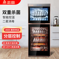 志高 家商两用消毒柜高温臭氧中温碗筷上下分控二星立式饭店厨房