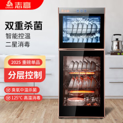 志高 家商两用消毒柜高温臭氧中温碗筷上下分控二星立式饭店厨房