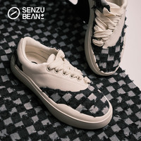 SENZU BEAN SENZUBEANSlantera黑格流苏鞋休闲防滑耐磨低帮SZB仙豆仙豆板鞋
