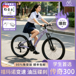 雷纳克传奇300铝合金24速油碟越野成人女款山地自行车
