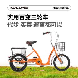 玉龙 脚踏菜筐三轮车中老年自行车脚蹬人力轻便小巧买菜遛弯
