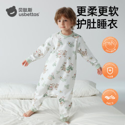贝肽斯 宝宝睡衣四季款猫肚棉儿童家居服连体衣防踢被纯棉睡袋