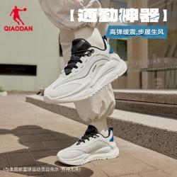 乔丹 白乔丹26透气新款黑色百搭短绒老爹鞋男鞋厚底增高运动鞋