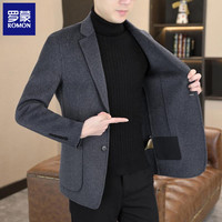 罗蒙 高档羊毛西服男士双面毛呢单西秋冬季休闲外套百搭呢子小西装