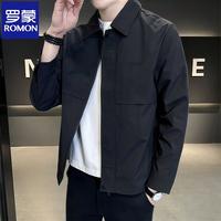 罗蒙 轻奢休闲夹克男士春秋新款百搭潮时尚商务翻领工装外套
