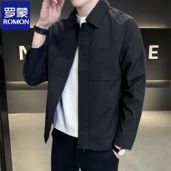 罗蒙 轻奢休闲夹克男士春秋新款百搭潮时尚商务翻领工装外套