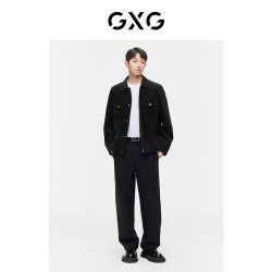 GXG 男装满身压花质感PU皮夹克春季轻奢痞帅男装G24D213020