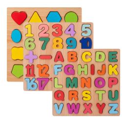 数字字母积木拼图宝宝认数字儿童早教益智玩具手抓板拼板1-3-4岁6