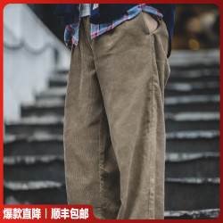 马登 工装 美式复古灯芯绒古着长裤阿美咔叽oversize休闲直筒裤男