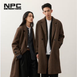 NPC 潮牌重磅850克100%绵羊毛廓形长款毛呢大衣NP48TJ42 J