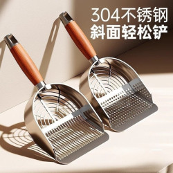 瓜洲牧 二合一不锈钢猫砂铲大号专用豆腐砂细孔猫咪矿砂铲屎神器金属大号