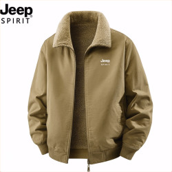 JEEP SPIRIT JEEPSPIRIT吉普冬季新款双面穿纯棉加绒加厚飞行夹克男装棉服外套