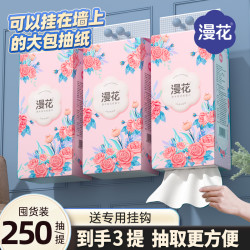 漫花 悬挂式抽纸纸巾大包1280张*2提装家用4层加厚舒柔