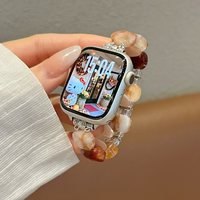 移动端：圣铂 适用s11苹果iwatch10手表带ultra新款夏天applewatch9/8/7水晶天然石se代智能手表女42/46mm弹力透气串珠腕带
