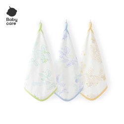 babycare 婴儿口水巾新生儿用品纱布方巾儿童宝宝纯棉洗脸毛巾3条