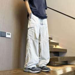 9KU 工装裤男孩夏季薄款青少年初高中学生冰丝速干休闲运动长裤子男装