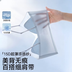 猫人 凉感美背内衣女夏季薄款小胸聚拢防下垂细肩带无痕隐形文胸罩 浅蓝+浅蓝  M 薄杯