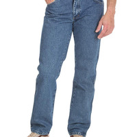 Wrangler 男士 经典 5 口袋 棉质牛仔裤 常规版型,Stonewash Mid,XXX-Large,40W x 30L