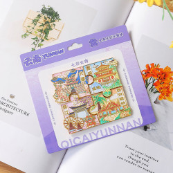 赋闲 云南冰箱贴国潮文创金属纪念品地标合金盲盒盲袋伴手礼纪念品装饰 云南拼图款【浮雕(四件套)】