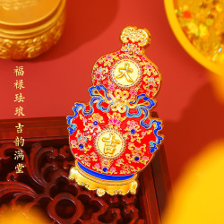 赋闲 正版故宫葫芦冰箱贴原创宫廷鎏金大吉葫芦金属冰箱贴北京旅游礼物 剔红锦地八宝纹大吉字-冰箱贴