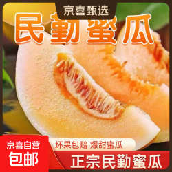京东 正宗民勤蜜瓜头茬新鲜黄河沙漠甜瓜应季水果整箱包邮 蜜瓜带箱8-10斤