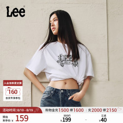 Lee 26春夏新品舒适版圆领变体手工Logo印花图案男短袖T恤