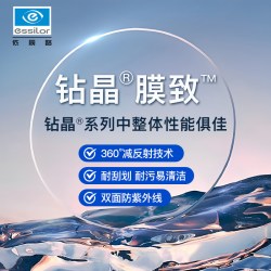 依视路 正品保障/假一罚十]依视路1.60钻晶膜致防蓝光镜片 可选配镜框一副