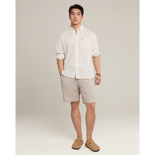 Abercrombie & Fitch 125-6082 美式复古条纹泡泡纱衬衫 淡黄条纹 2XL
