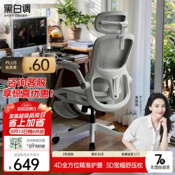 黑白调 P2 Pro+二代 4D腰托 霜白带脚托 电脑椅