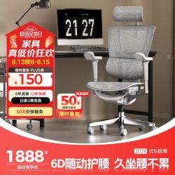 Ergonor 保友 优b雄鹰 人体工学电脑椅 银白网 可旋转可升降扶手