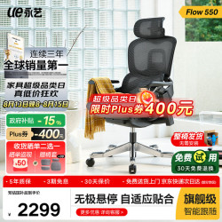 永艺 撑腰椅Flow550 人体工学电脑椅 全网电竞椅午休可躺办公椅 550全网无搁脚-黑-整椅