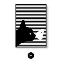 黑白条纹猫咪装饰画