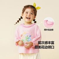 限尺码：迷你巴拉 女童甜美泡泡袖荷叶边印花T恤