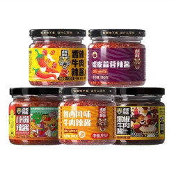 虎邦 辣酱全家桶 鲁西牛肉＋香辣牛肉＋黑椒牛肉＋虎皮蒜蓉＋小米辣酱 130g*5瓶 好吃不腻