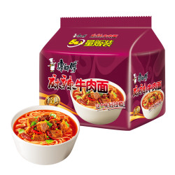 康师傅 方便面 经典麻辣牛肉面五连包102g