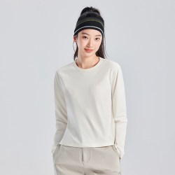 拓路者 春秋长袖速干t恤女圆领短款小个子运动体恤衫修身内搭上衣