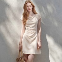 b+ab it b+ab法式连衣裙女褶皱收腰简约高级感2026夏季漂亮短款小裙子