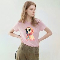 b+ab it b+ab2026夏季新款卡通小狗印花T恤女休闲减龄粉色短袖上衣