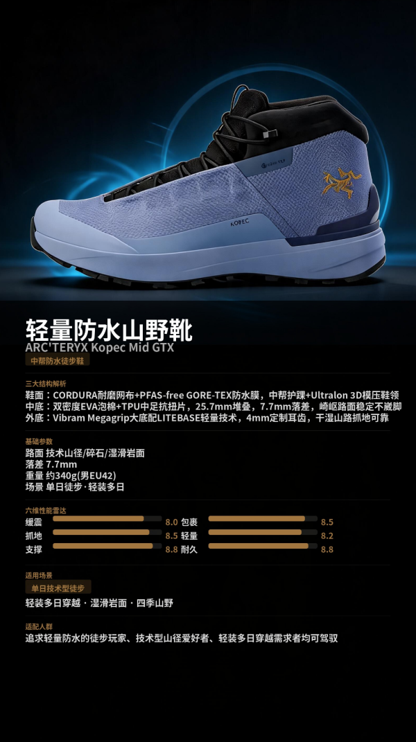 ARC'TERYX Kopec Mid GTX 男款中帮徒步靴