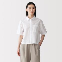 無印良品 MUJI 无印良品 女式 凉感短袖衬衫 女士衬衣外套上衣女装女款夏季