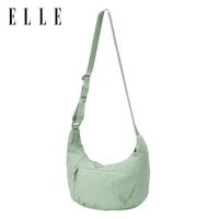 ELLE 斜挎包牛角包时尚包包女单肩包  漫豆绿