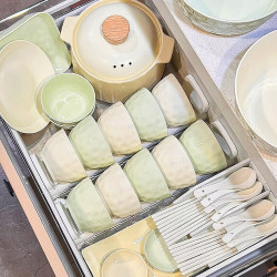 洛威 釉下彩陶瓷碗盘 六人食 37件（赠砂锅）