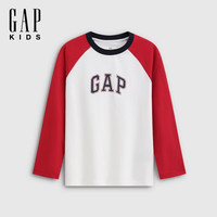 Gap 男女童早秋logo印花撞色长袖T恤