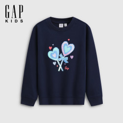 Gap 女童早秋翻转亮片logo宽松圆领卫衣
