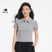 热风 商场同款女士短袖T恤上衣polo衫夏季女士翻领修身短袖上衣