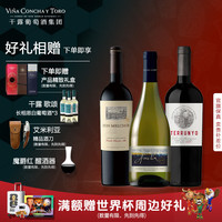 干露 魔爵红750ml+艾米利雅霞多丽750ml+园中园赤霞珠750ml 红葡萄酒