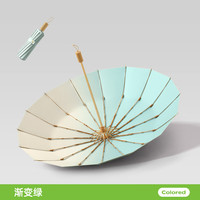 温诗欧 彩胶16骨晴雨两用防晒遮阳伞 三折16骨彩胶数码印--渐变绿