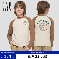 Gap 早秋logo磨毛宽松撞色插肩卫衣 805094 米色